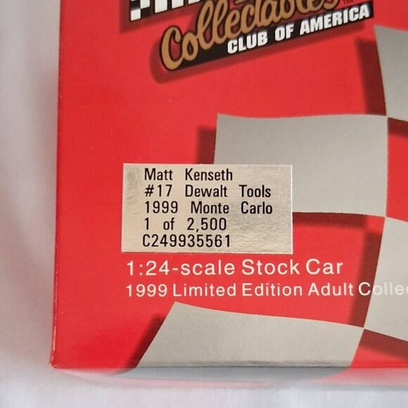 1999 Matt Kenseth #17 Dewalt Tools Monte Carlo 1 of 2,500 1:24 Diecast Car Bank - Picture 2 of 10